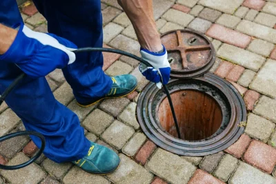 Plumber cleaning an outdoor sewer drain in Citrus Heights